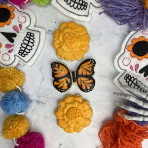 Day of the Dead / Dia de los Muertos - Marigolds and Monarch Butterfly Stack